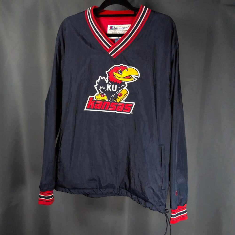 Vintage Champion University of Kansas KU Jayhawk Pullover Windbreaker Medium